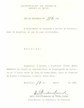 Ato da Reitoria nº 0116/1985