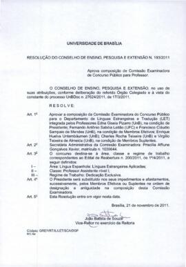 Resolução do Conselho de Ensino, Pesquisa e Extensão nº 0193/2011