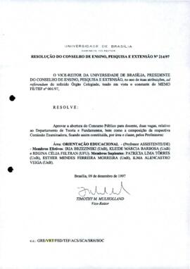 Resolução do Conselho de Ensino, Pesquisa e Extensão nº 0214/1997