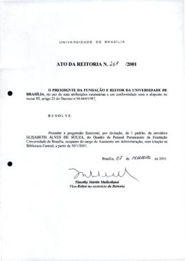 Ato da Reitoria nº 0267/2001