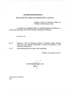 Resolução do Conselho Universitário nº 0027/2012