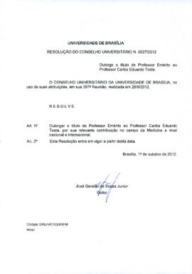 Resolução do Conselho Universitário nº 0027/2012