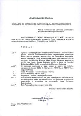Resolução do Conselho de Ensino, Pesquisa e Extensão Nº 0208/2010