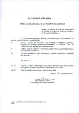 Resolução do Conselho Universitário nº 0008/2012