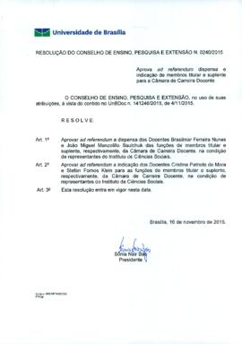 Resolução do Conselho de Ensino, Pesquisa e Extensão nº 0240/2015