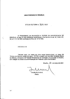 Ato da Reitoria nº 0529/2007