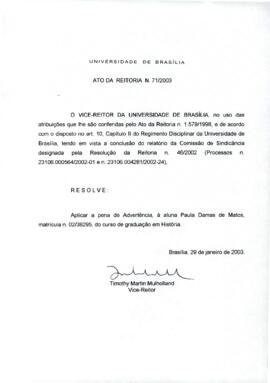 Ato da Reitoria nº 0071/2003