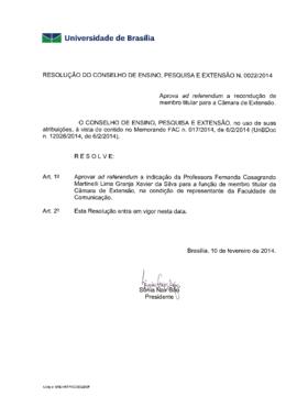 Resolução do Conselho de Ensino, Pesquisa e Extensão nº 0022/2014