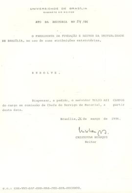 Ato da Reitoria nº 0054/1986