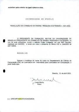 Resolução do Conselho de Ensino, Pesquisa e Extensão nº 0051/2002