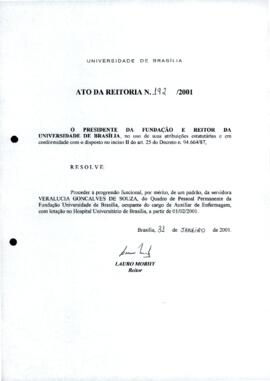 Ato da Reitoria nº 0192/2001