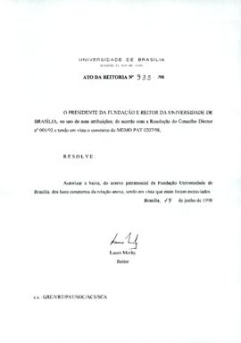 Ato da Reitoria nº 0935/1998