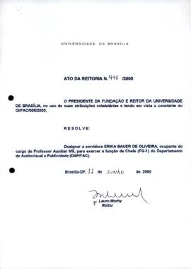 Ato da Reitoria nº 0490/2000