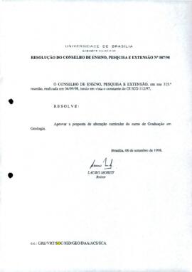 Resolução do Conselho de Ensino, Pesquisa e Extensão nº 0087/1998