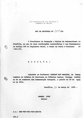 Ato da Reitoria nº 0205/1976