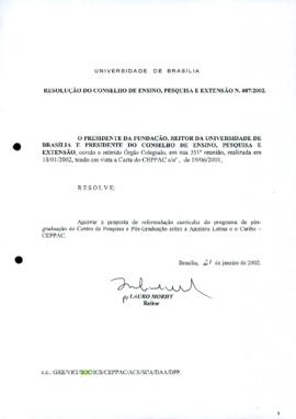 Resolução do Conselho de Ensino, Pesquisa e Extensão nº 0007/2002