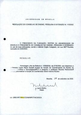 Resolução do Conselho de Ensino, Pesquisa e Extensão nº 0115/2002