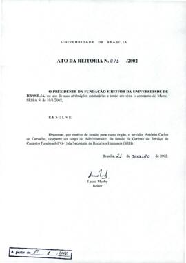 Ato da Reitoria nº 0071/2002