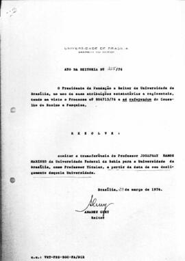 Ato da Reitoria nº 0225/1976