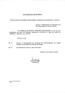Resolução do Conselho de Ensino, Pesquisa e Extensão nº 0180/2013