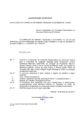 Resolução do Conselho de Ensino, Pesquisa e Extensão Nº 0011/2010