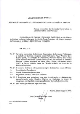 Resolução do Conselho de Ensino, Pesquisa e Extensão nº 0149/2009