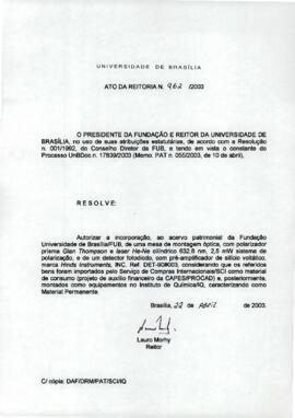 Ato da Reitoria nº 0962/2003