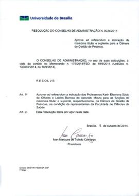 Resolução do Conselho de Administração nº 0036/2014