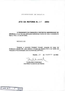 Ato da Reitoria nº 0237/2002