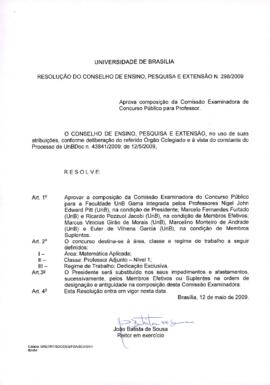 Resolução do Conselho de Ensino, Pesquisa e Extensão nº 0298/2009