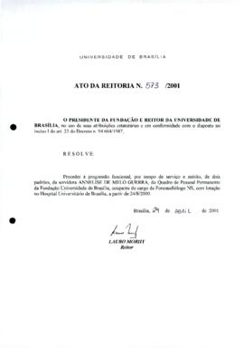 Ato da Reitoria nº 0573/2001