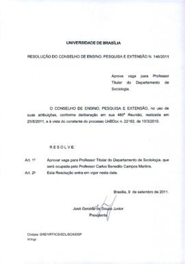 Resolução do Conselho de Ensino, Pesquisa e Extensão nº 0146/2011