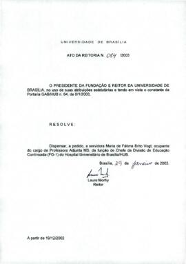 Ato da Reitoria nº 0084/2003