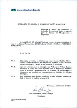 Resolução do Conselho de Administração nº 0001/2014