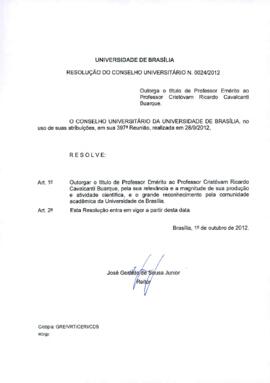 Resolução do Conselho Universitário nº 0024/2012
