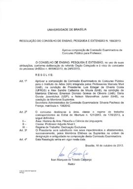 Resolução do Conselho de Ensino, Pesquisa e Extensão nº 0189/2013