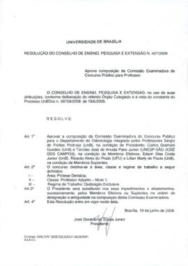 Resolução do Conselho de Ensino, Pesquisa e Extensão nº 0407/2009