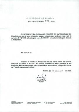 Ato da Reitoria nº 0046/2003