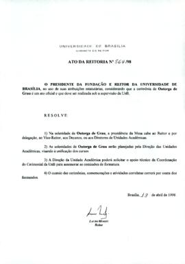 Ato da Reitoria nº 0564/1998