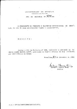 Ato da Reitoria nº 0777/1989