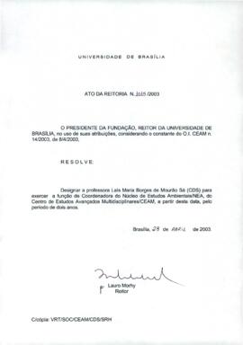 Ato da Reitoria nº 1015/2003
