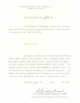 Ato da Reitoria nº 0112/1985