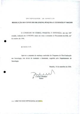 Resolução do Conselho de Ensino, Pesquisa e Extensão nº 0060/2000