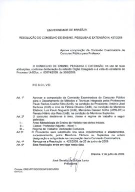 Resolução do Conselho de Ensino, Pesquisa e Extensão nº 0437/2009