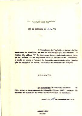 Ato da Reitoria nº 0831/1974