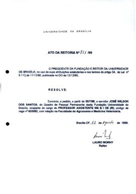 Ato da Reitoria nº 0811/1999