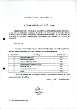 Ato da Reitoria nº 0248/2000