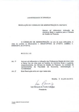 Resolução do Conselho de Administração nº 0027/2013
