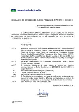 Resolução do Conselho de Ensino, Pesquisa e Extensão nº 0085/2014
