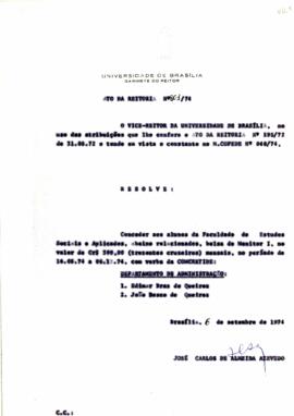 Ato da Reitoria nº 0801/1974